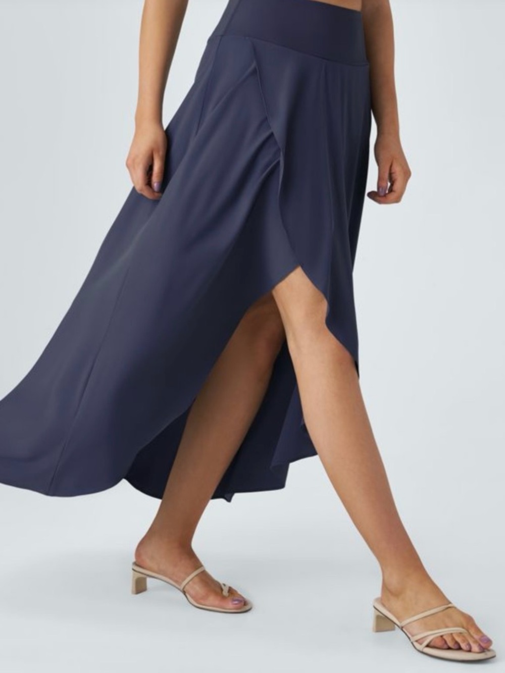 HALARA Navy High-Slit Maxi Skirt